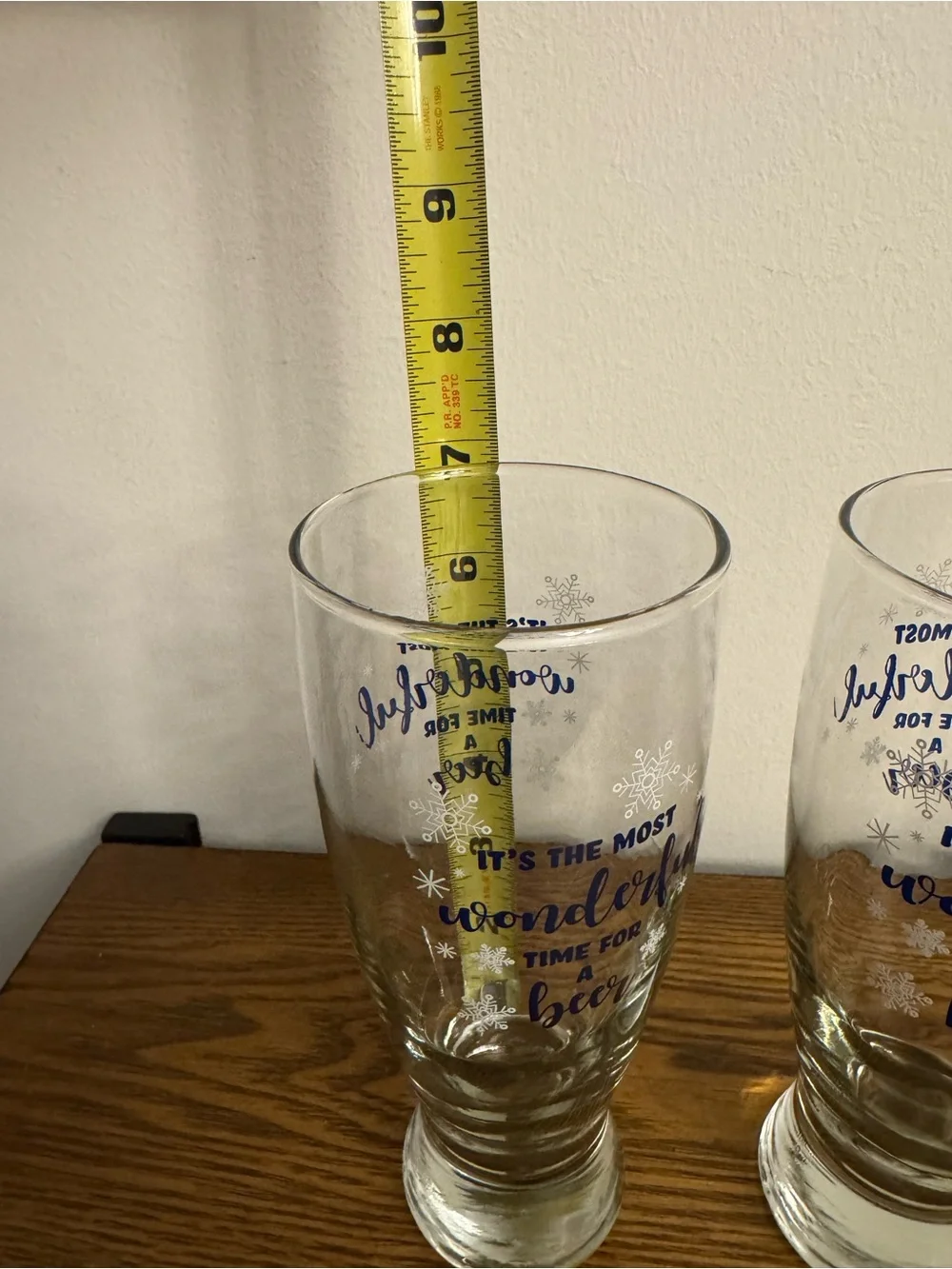 SET OF 2 Cristar Holiday Pilsner Glasses 